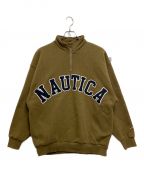 NAUTICAノーティカ）の古着「Arch Logo Cadet Collar Fleece Sweatshirt」｜ベージュ