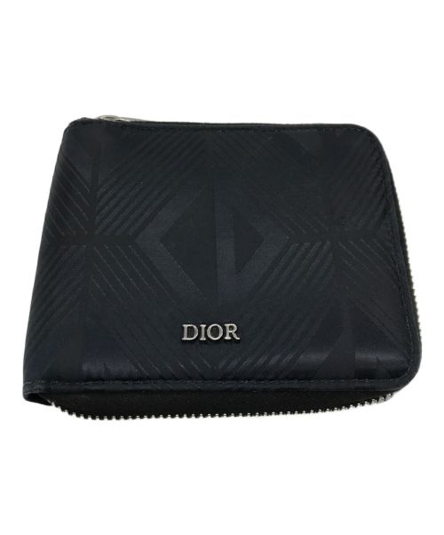 Dior（ディオール）Dior (ディオール) 二つ折り ジップ ウォレット ネイビーの古着・服飾アイテム