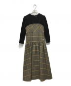 BORDERS at BALCONYボーダーズアットバルコニー）の古着「PLAID MIDI DRESS」｜ブラック