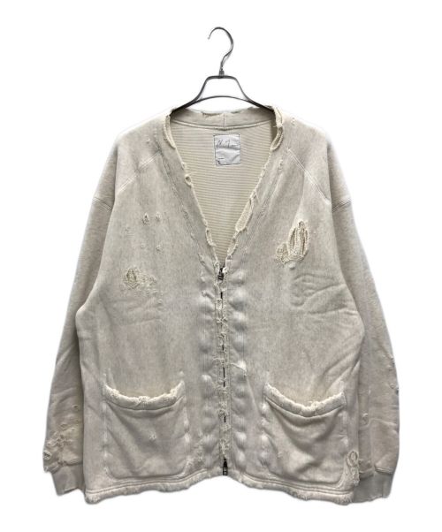 ANCELLM（アンセルム）ANCELLM (アンセルム) WISM (ウィズム) DAMAGE SWEAT CARDIGAN ホワイト サイズ:Mの古着・服飾アイテム