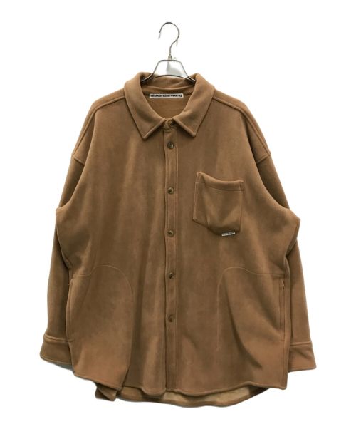 ALEXANDER WANG（アレキサンダーワン）ALEXANDER WANG (アレキサンダーワン) MID LENGTH SHIRT JACKET WITH FLAG TAG AT POCKET ベージュ サイズ:Lの古着・服飾アイテム