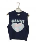 GANNIガニー）の古着「LOGO INTARSIA VEST(ロゴ インターシャ ベスト)」｜ネイビー