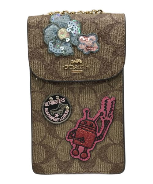 COACH（コーチ）COACH (コーチ) keith haring (キースヘリング) パッチワークショルダーバッグ ブラウンの古着・服飾アイテム