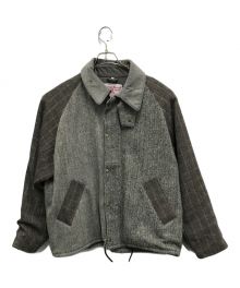 yoused×Harris Tweed（ユーズド×ハリスツイード）の古着「ツイードジップアップジャケット」｜グレー