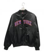 KITHキス）の古着「Knicks Satin Bomber Jacket」｜ブラック