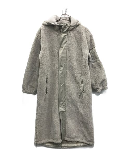 LASUD MILITARY（ラシュッドミリタリー）LASUD MILITARY (ラシュッドミリタリー) フーデッドロングボアコート グレー サイズ:9の古着・服飾アイテム