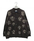 MAISON SPECIALメゾンスペシャル）の古着「Prime-Over Flower Embroidery Long Sleeve Knit Shirt」｜ブラウン