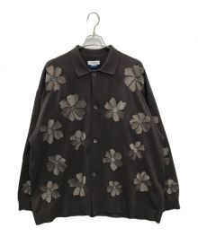 MAISON SPECIAL（メゾンスペシャル）の古着「Prime-Over Flower Embroidery Long Sleeve Knit Shirt」｜ブラウン