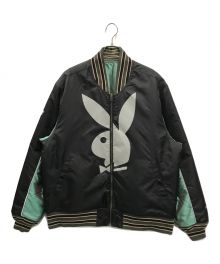 HUF×PLAY BOY（ハフ×プレイボーイ）の古着「REVERSIBLE BOMBER JACKET」｜ブラック×グリーン