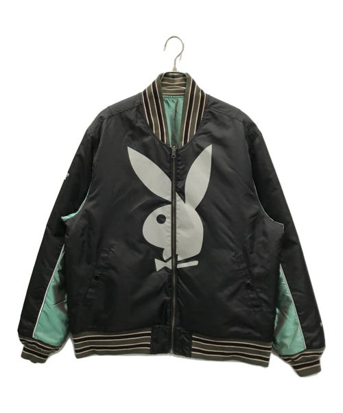 HUF（ハフ）HUF (ハフ) PLAY BOY (プレイボーイ) REVERSIBLE BOMBER JACKET ブラック×グリーン サイズ:XLの古着・服飾アイテム