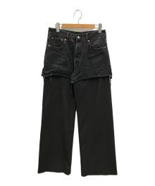 MM6 Maison Margiela（エムエムシックス メゾンマルジェラ）の古着「MM BLACK DENIM STRIPED WOOL TAILORING PANTS(エムエム ブラック デニム ストライプド ウール テーラリング パンツ)」｜ブラック