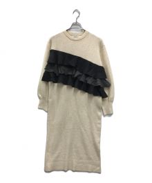 HeRIN.CYE（ヘリンドットサイ）の古着「Frill docked knit dress」｜ベージュ×グレー