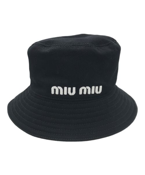 MIU MIU（ミュウミュウ）MIU MIU (ミュウミュウ) ドリル バケットハット ブラック サイズ:Sの古着・服飾アイテム