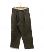 STILL BY HANDスティルバイハンド）の古着「Inbox Pleats Nep Tweed Trousers」｜ブラウン