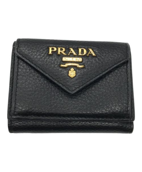 PRADA（プラダ）PRADA (プラダ) サフィアーノ 3つ折り財布 ブラックの古着・服飾アイテム