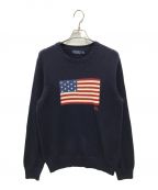 POLO RALPH LAURENポロ・ラルフローレン）の古着「FLAG LONG SLEEVE SWEATER(フラグ ロング スリーブ セーター)」｜ネイビー