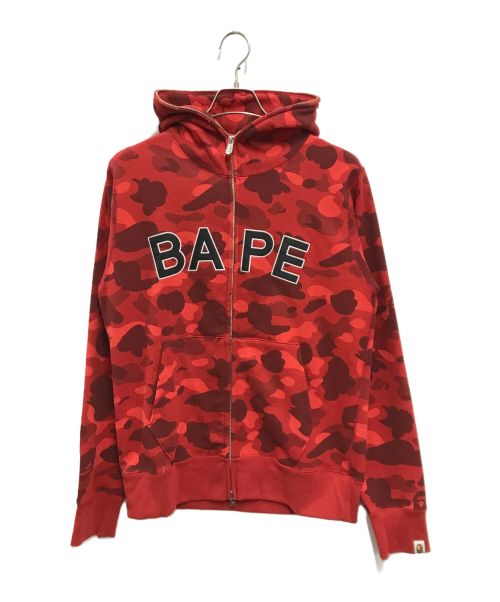 A BATHING APE（アベイシングエイプ）A BATHING APE (アベイシングエイプ) レッドカモフルジップロゴパーカー レッド サイズ:Lの古着・服飾アイテム