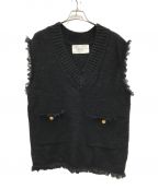 ADAWASアダワス）の古着「KNIT TWEED 2POCKETS VEST」｜ブラック