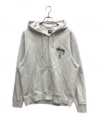 stussyステューシー）の古着「WORLD TOUR ZIP HOOD(ワールド　ツアー ジップ フード)」｜グレー