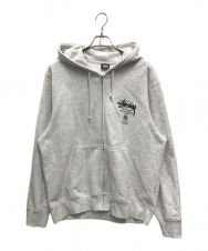 stussy (ステューシー) WORLD TOUR ZIP HOOD(ワールド　ツアー ジップ フード) グレー サイズ:L