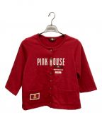 PINK HOUSEピンクハウス）の古着「ベアー刺繍スウェットカーディガン」｜レッド