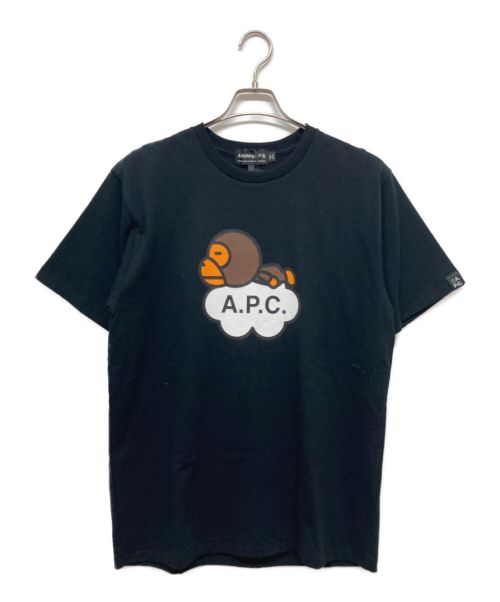 A.P.C.（アーペーセー）A.P.C. (アー・ペー・セー) A BATHING APE (アベイシングエイプ) MILO TEE ブラック サイズ:Mの古着・服飾アイテム