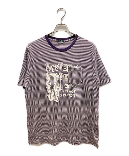 Hysteric Glamour（ヒステリックグラマー）Hysteric Glamour (ヒステリックグラマー) デビルガールボーダーtシャツ パープル サイズ:XLの古着・服飾アイテム