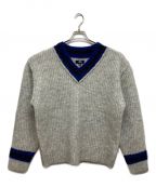 stussyステューシー）の古着「MOHAIR TENNIS SWEATER」｜ホワイト×ブルー