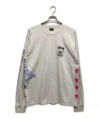 stussyステューシー）の古着「TEST STRIKE PIGMENT DYED LS T-shirt」｜ホワイト