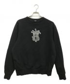 stussyステューシー）の古着「S CROWN CREW SWEATSHIRT」｜ブラック