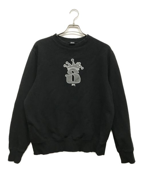 stussy（ステューシー）stussy (ステューシー) S CROWN CREW SWEATSHIRT ブラック サイズ:Mの古着・服飾アイテム