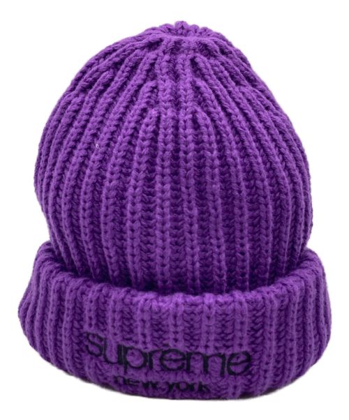 SUPREME（シュプリーム）Supreme (シュプリーム) Classic Logo Chunky Ribbed Beanie パープルの古着・服飾アイテム