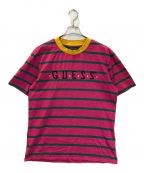 GUESS×J.BALVINゲス×J．バルヴィン）の古着「アーティストコラボボーダーTシャツ」｜ピンク