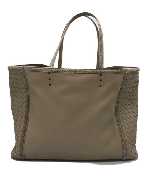 BOTTEGA VENETA（ボッテガベネタ）BOTTEGA VENETA (ボッテガベネタ) イントレチャートパイソンハンドバッグ ベージュの古着・服飾アイテム