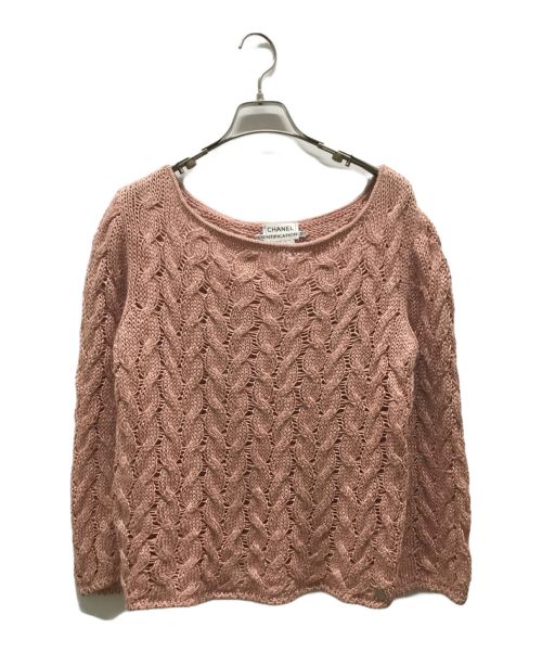 CHANEL（シャネル）CHANEL (シャネル) ケーブルリネンニット ピンク サイズ:44の古着・服飾アイテム