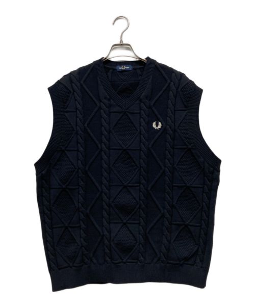 FRED PERRY（フレッドペリー）FRED PERRY (フレッドペリー) ニットベスト ブラック サイズ:Lの古着・服飾アイテム