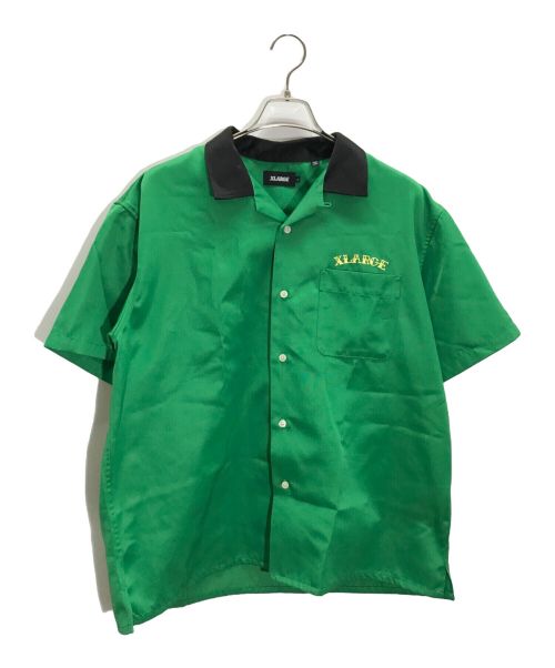 X-LARGE（エクストララージ）X-LARGE (エクストララージ) TWO FACE OPEN COLLAR S/S SHIRT グリーン サイズ:Lの古着・服飾アイテム