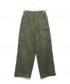 VINTAGE MILITARYヴィンテージ ミリタリー）の古着「Belgian Army Twill Baggy Wide Cargo Utility Trousers」｜オリーブ