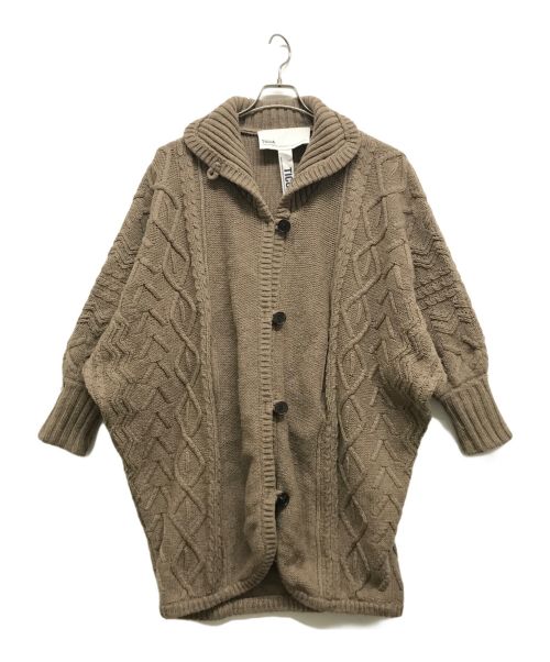 ticca（ティッカ）TICCA (ティッカ) ハンドケーブルニットポンチョカーディガン ブラウン サイズ:Fの古着・服飾アイテム