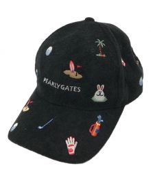 PEARLY GATES（パーリーゲイツ）の古着「刺繍パイル地キャップ」｜ブラック