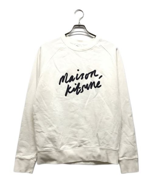 maison kitsune（メゾンキツネ）MAISON KITSUNE (メゾンキツネ) HANDWRITING CLEAN SWEATSHIRT ホワイト サイズ:Mの古着・服飾アイテム