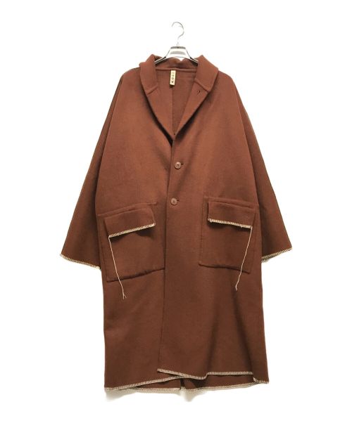 kooi（コーイ）KOOI (コーイ) ブランケットステッチコート ブラウン サイズ:2の古着・服飾アイテム