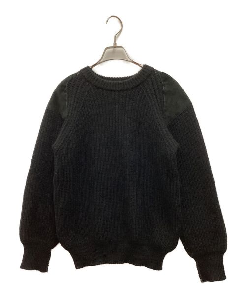 oldderby Knitwear（オールドダービーニットウェア）oldderby Knitwear (オールドダービーニットウェア) スウェードパッチニット ブラック サイズ:Sの古着・服飾アイテム