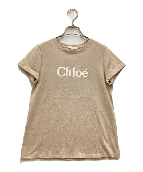 Chloe（クロエ）Chloe (クロエ) ロゴプリントTシャツ　クルーネック ベージュ サイズ:14の古着・服飾アイテム