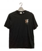 BURBERRYバーバリー）の古着「ロゴ刺繍Tシャツ HESFORD Equestrian Knight　TB刺繍　ホースロゴ」｜ブラック
