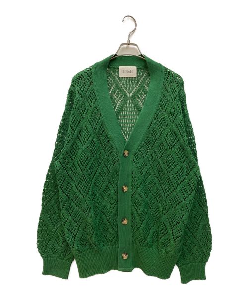 LiNoH（リノー）LiNoH (リノー) CROCHETED LACE KNIT CARDIGAN　クロシェットレースニットカーディガン　カットワークカーディガン グリーン サイズ:SIZE 1の古着・服飾アイテム