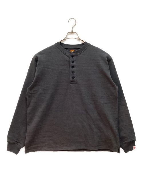 HUMAN MADE（ヒューマンメイド）HUMAN MADE (ヒューマンメイド) OVERSIZED HENLEY NECK L/S T-SHIRT グレー サイズ:Sの古着・服飾アイテム