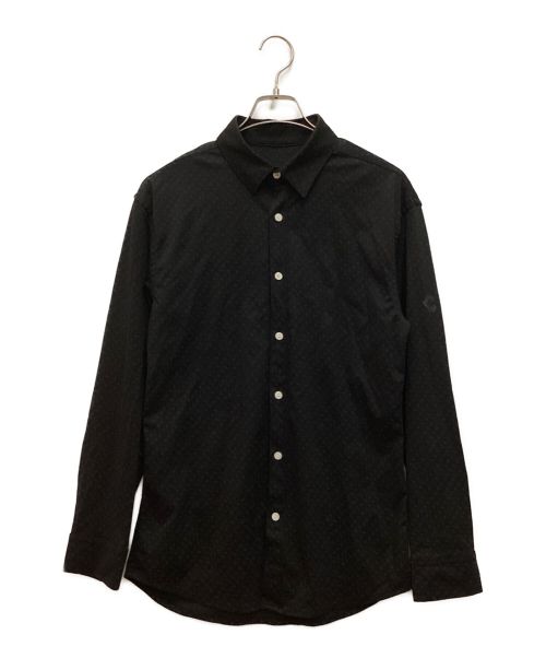 CRONOS（クロノス）CRONOS (クロノス) BLACK PATTERNED SHIRTS　レギュラーカラーシャツ　ロゴシャツ ブラック サイズ:Mの古着・服飾アイテム