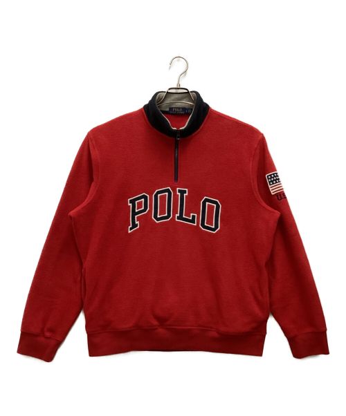 POLO RALPH LAUREN（ポロ・ラルフローレン）POLO RALPH LAUREN (ポロ・ラルフローレン) ハーフジップフリースジャケット レッド サイズ:Lの古着・服飾アイテム