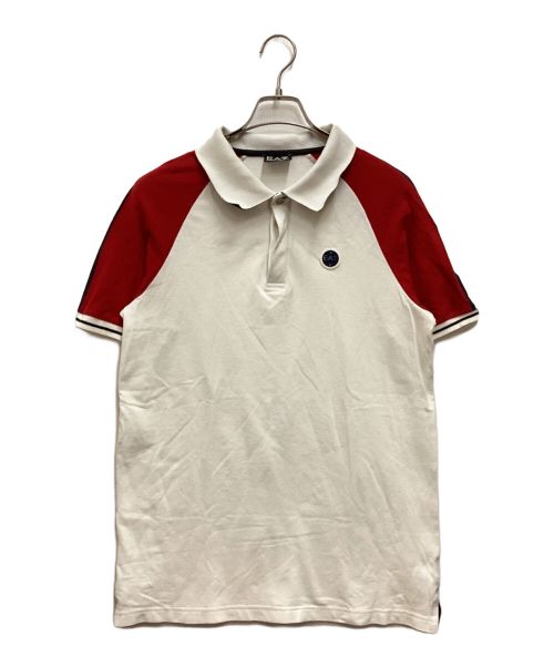 EA7（イーエーセブン）EA7 (イーエーセブン) ポロシャツ　バイカラー　ラバーワッペン　ライン ホワイト サイズ:Mの古着・服飾アイテム